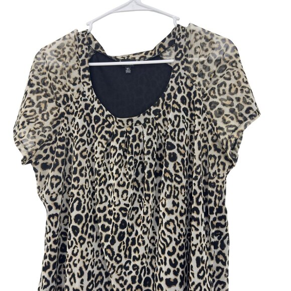 Rafaella Womens Classic Leopard Print Top Size XL Stretch Mesh Polyester - Picture 2 of 8
